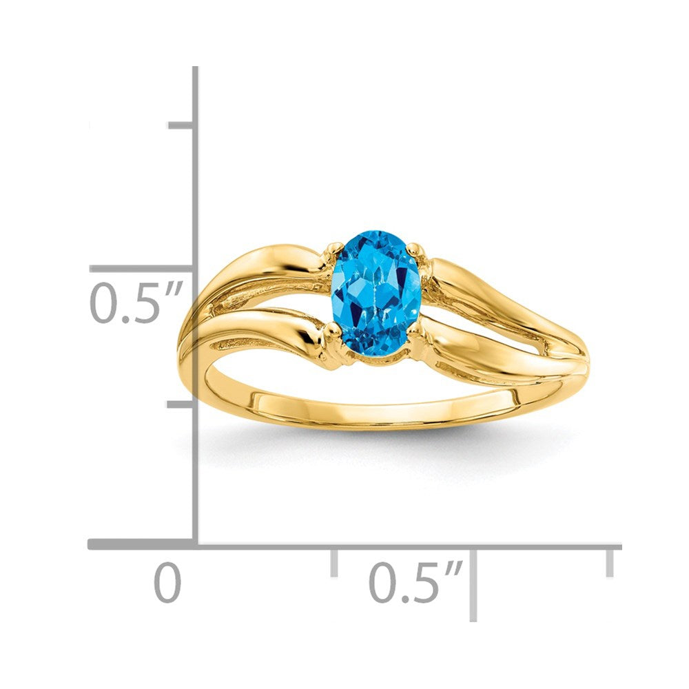 14k yellow gold 6x4mm oval blue topaz ring y4646bt