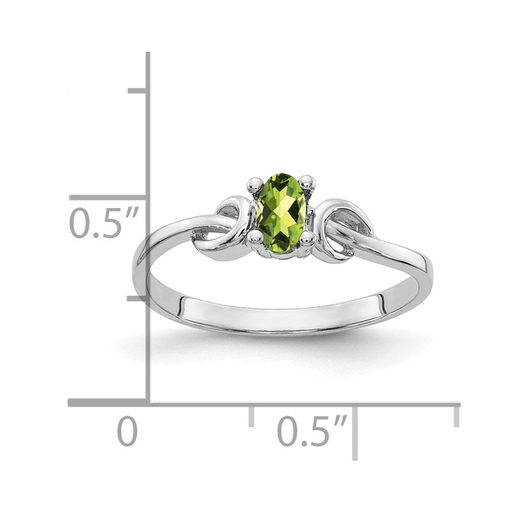 14k white gold 5x3mm oval peridot ring y4651pe