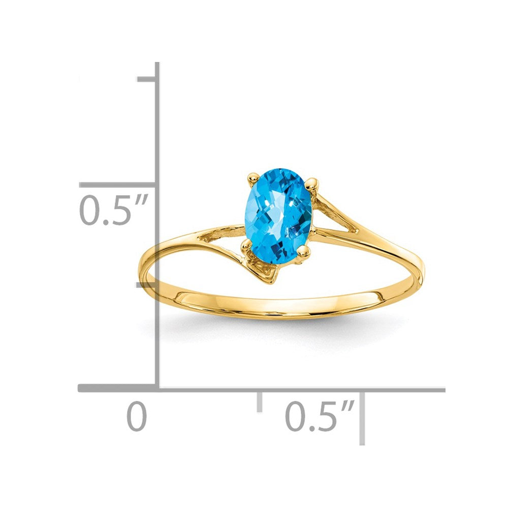14k yellow gold 6x4mm oval blue topaz checker ring y4659bc