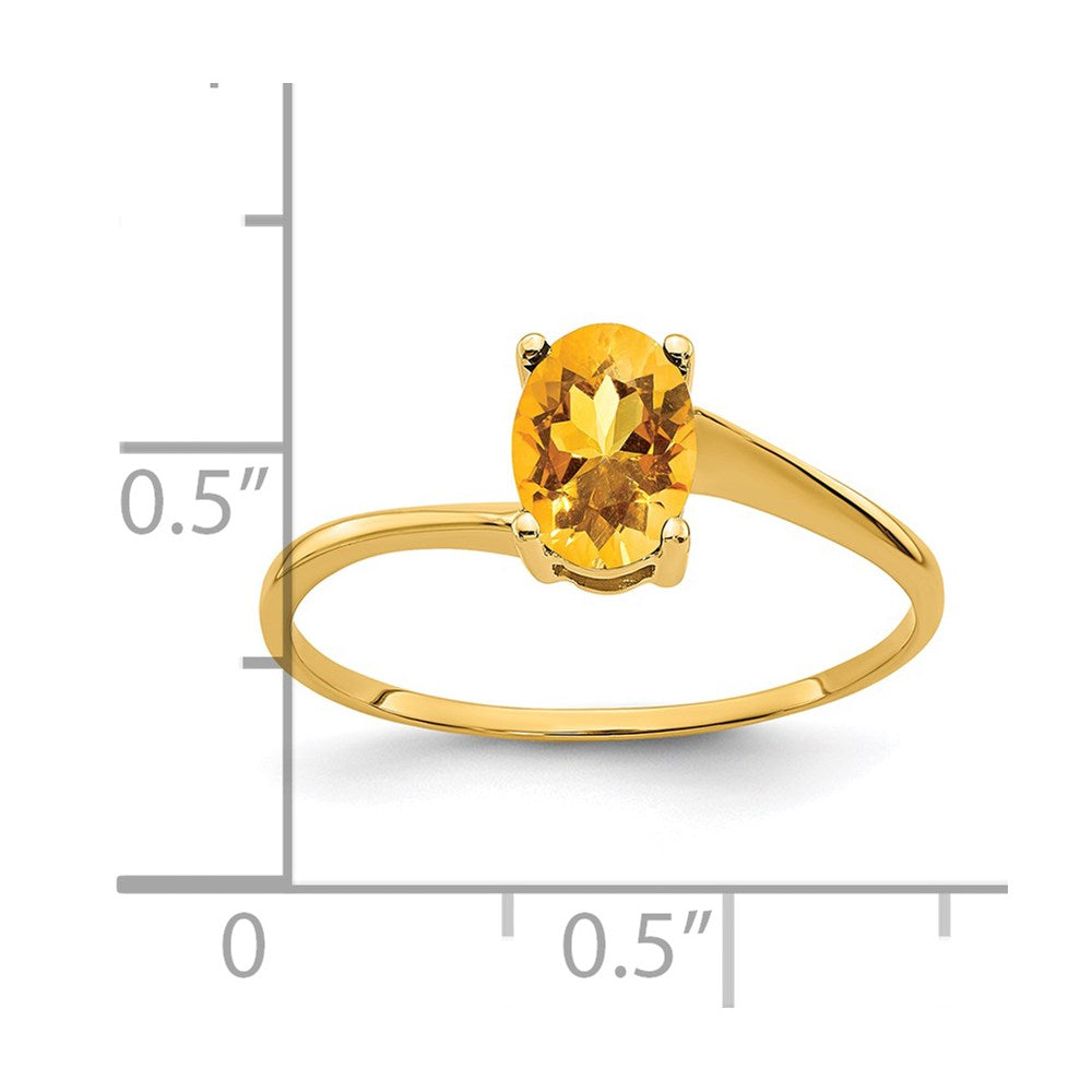 14k yellow gold 7x5mm oval citrine ring y4665ci