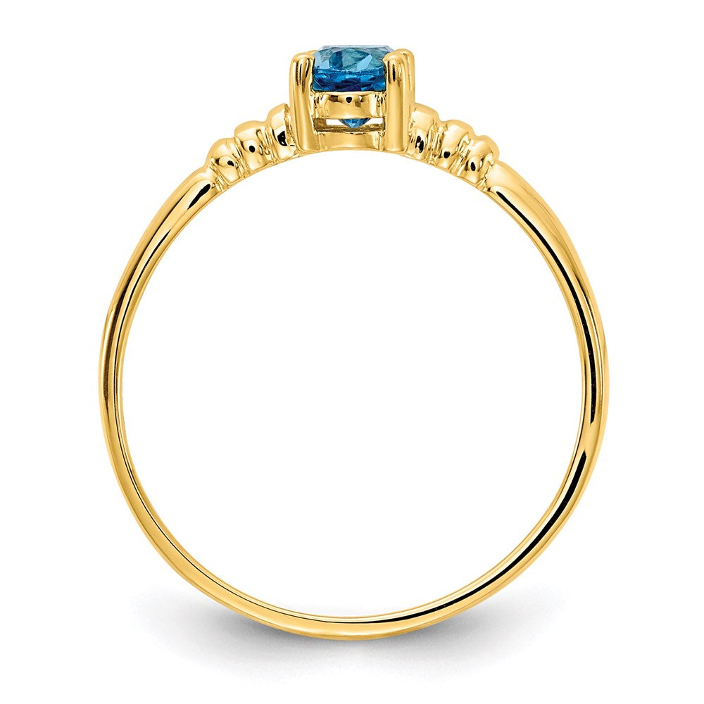 14k yellow gold 6x4mm oval blue topaz ring y4666bt