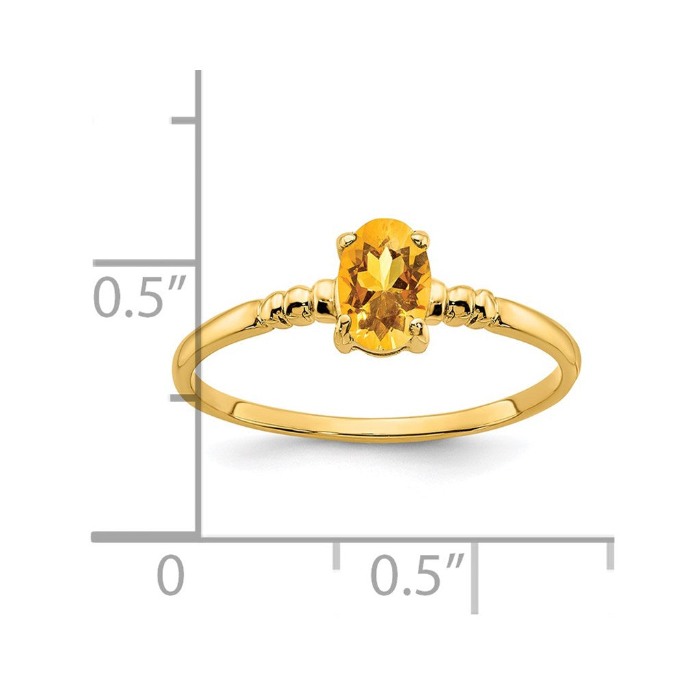 14k yellow gold 6x4mm oval citrine ring y4666ci