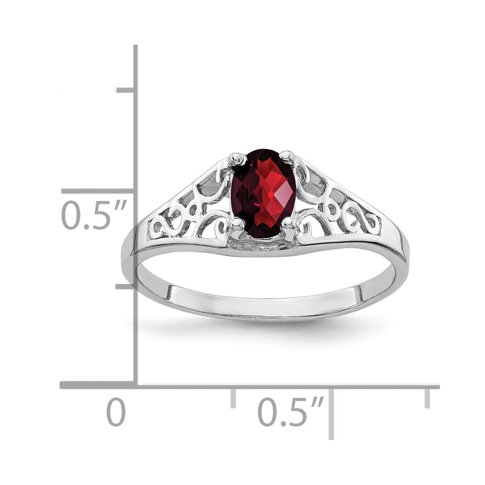 14k white gold 6x4mm oval garnet checker ring y4676gc