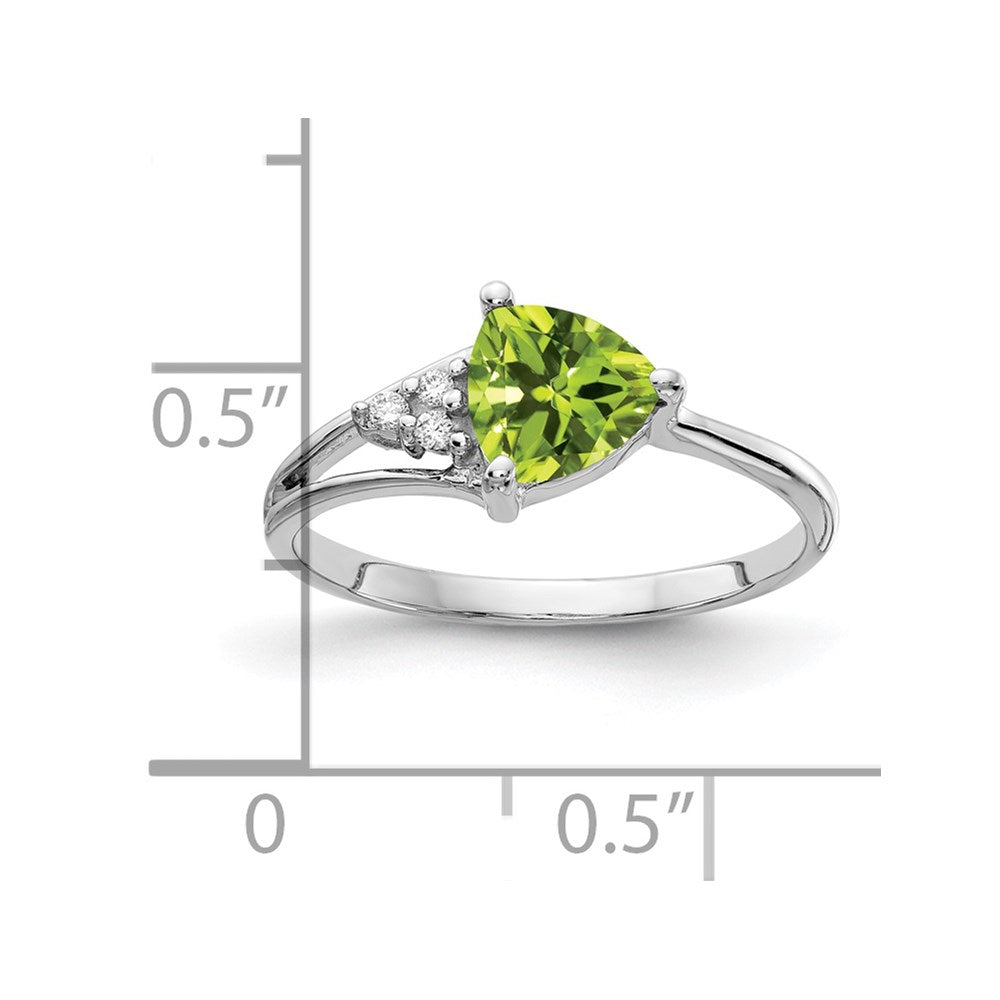 14k white gold 6mm peridot a real diamond ring y4745pe a