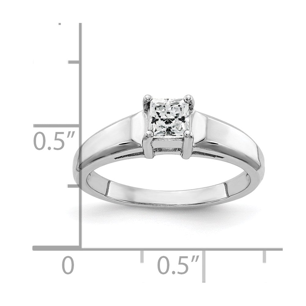 14k white gold 4mm princess cut cubic zirconia ring y4780cz