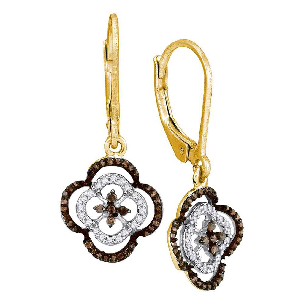 1/3CTW-Diamond COGNAC NATURAL BROWN DANGLING EARRING