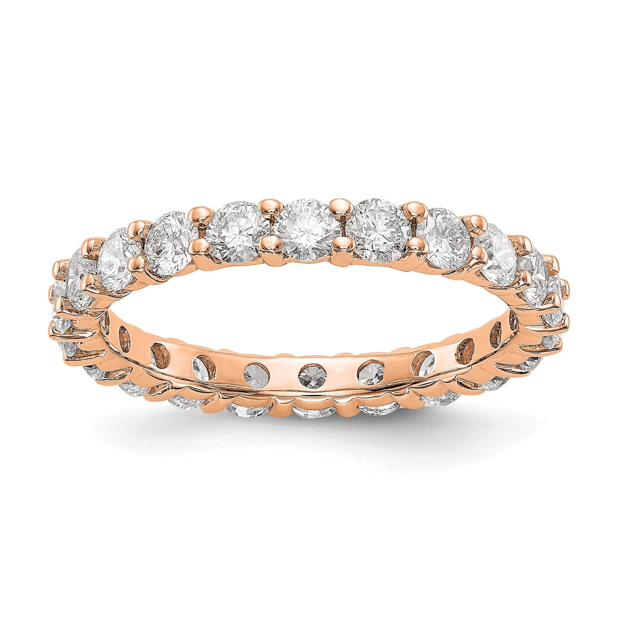 2.0 Ct. Natural Diamond Womens Eternity Anniversary Wedding Band Ring in 14k Rose Pink Gold