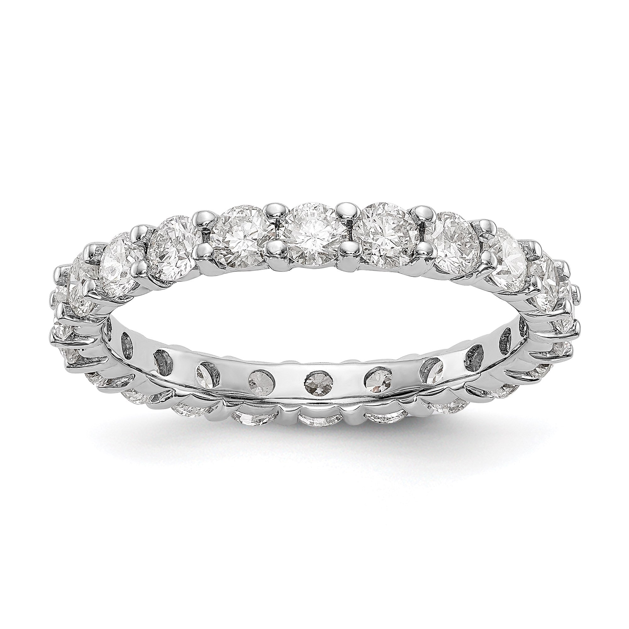 2.0 Ct. Natural Diamond Womens Eternity Anniversary Wedding Band Ring in 14k White Gold