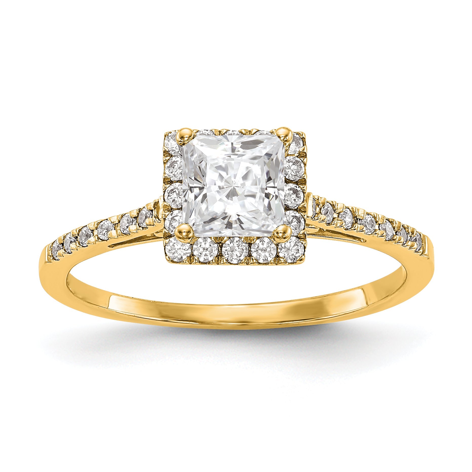 1/3 Ct. Ct. Natural Princess Cut Diamond Semi-mount Engagement Ring in 14K Yellow Gold (Center Diamond is not Included)