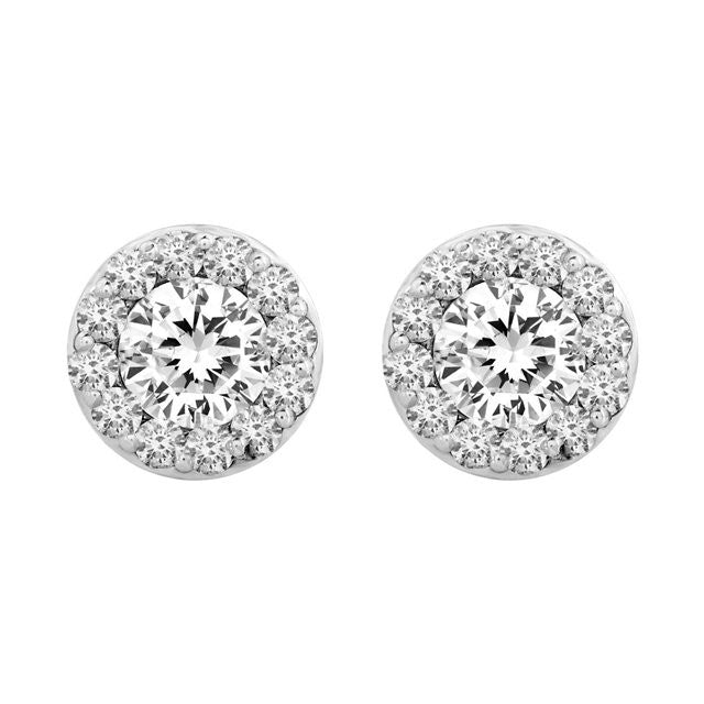 Certified 2 3/8 CTW Diamond Halo-Styled Stud Earrings in 14kt White Gold