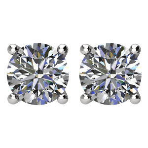 1/2 CTW Diamond Threaded Post Stud Earrings in 14kt White Gold