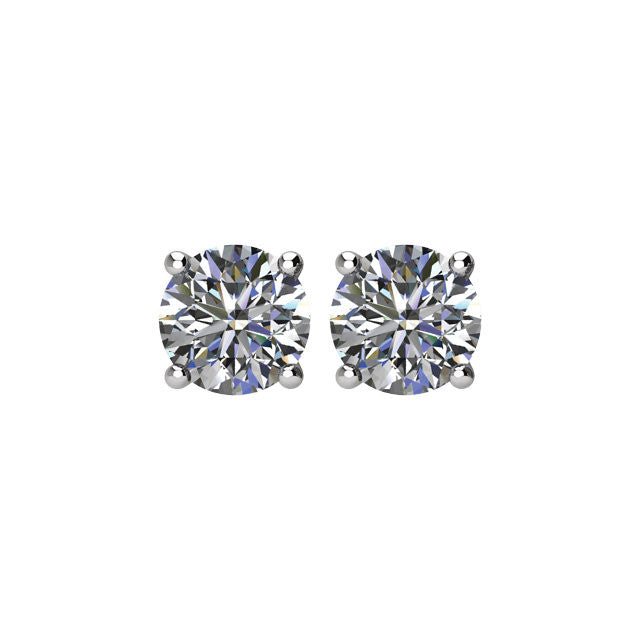 1 CTW Diamond Threaded Post Stud Earrings