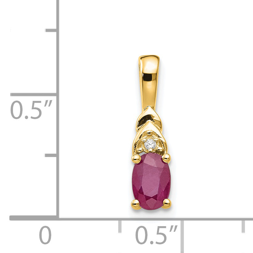 14K Diamond and Ruby Pendant