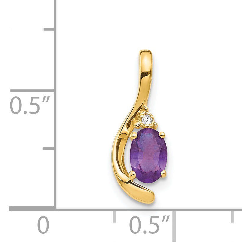 14K Diamond and Amethyst Pendant