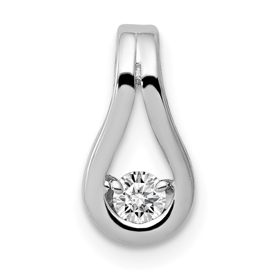 14k White Gold 2.8mm AA Diamond Teardrop Shape Slide Pendant