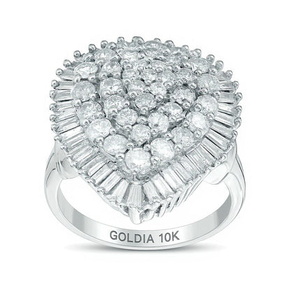 3.0 CT. TW Composite Diamond Pear-Shaped Frame Ring in 10K White Gold