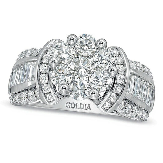 2.2 CT. TW Diamond Cluster Engagement Ring in 14K White Gold