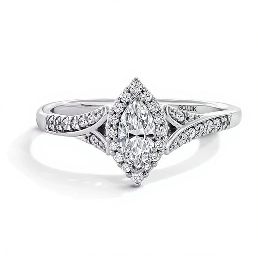 0.38 CT. TW Marquise-Cut Lab-Grown Diamond Frame Split Shank Promise Ring in 10K White Gold (F/SI2)