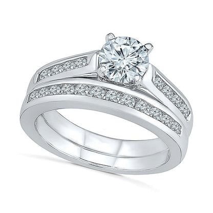 1.25 CT. TW Diamond Channel Bridal Set in 10K White Gold