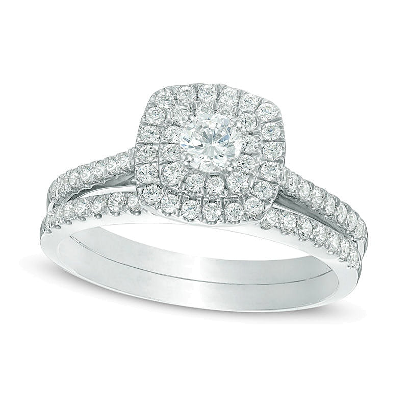 0.75 CT. TW Diamond Double Frame Bridal Set in 10K White Gold