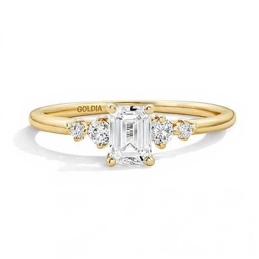 0.63 CT. TW Emerald-Cut Lab-Grown Diamond Five-Stone Promise Ring in 10K Gold (F/SI2)