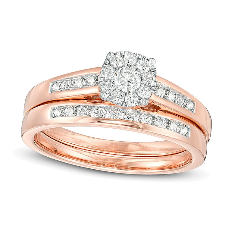 0.5 CT. TW Diamond Frame Bridal Set in 10K Rose Gold