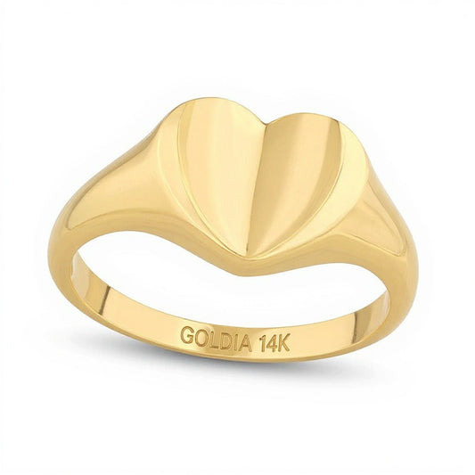 Heart-Shaped Signet Ring in 14K Gold