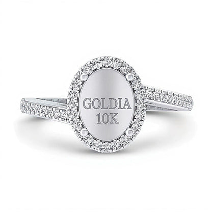0.33 CT. TW Oval Multi-Diamond Frame Bypass Ring in 10K White Gold