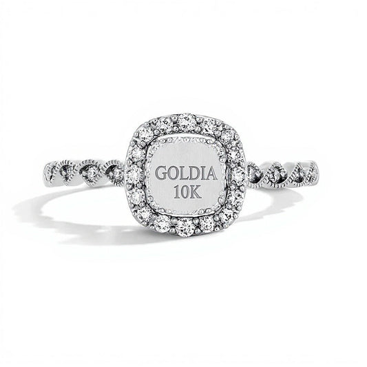 0.25 CT. TW Diamond Double Cushion Frame Promise Ring in 10K White Gold
