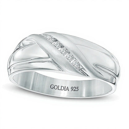 0.1 CT. TW Diamond Slant Band in Sterling Silver