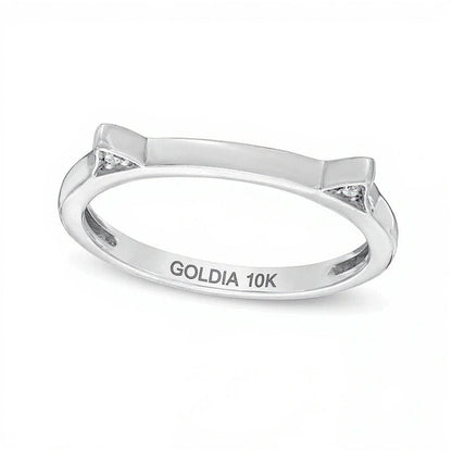 Diamond Accent Cat Ears Ring in 10K White Gold