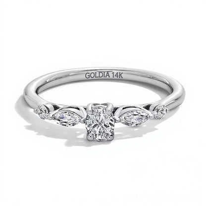 0.5 CT. TW Multi-Shaped Diamond Five Stone Engagement Ring in 14K White Gold