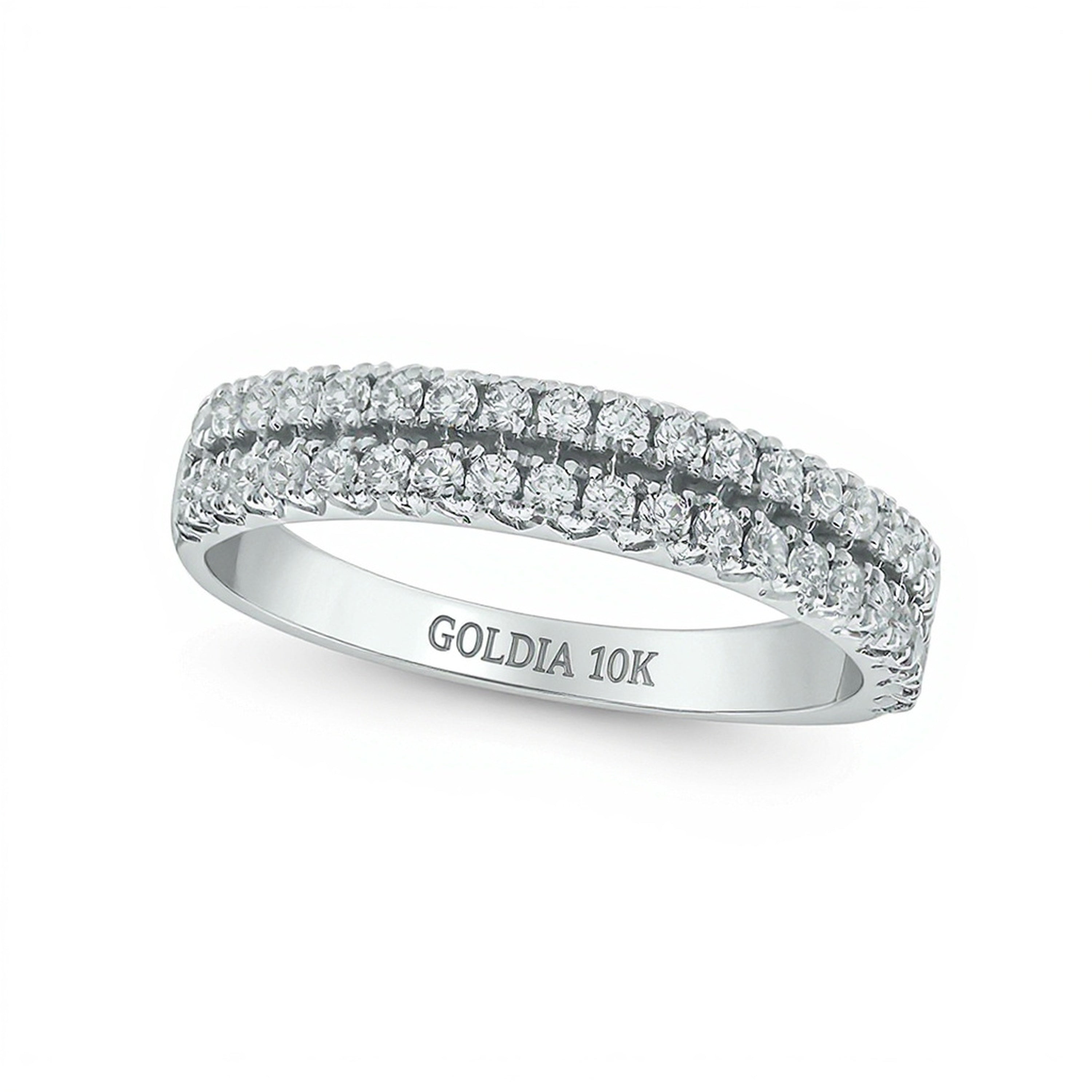0.5 CT. TW Diamond Double Row Anniversary Band in 10K White Gold