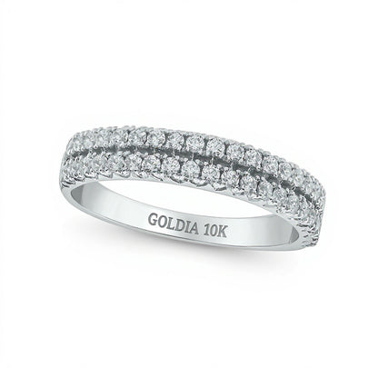 0.5 CT. TW Diamond Double Row Anniversary Band in 10K White Gold
