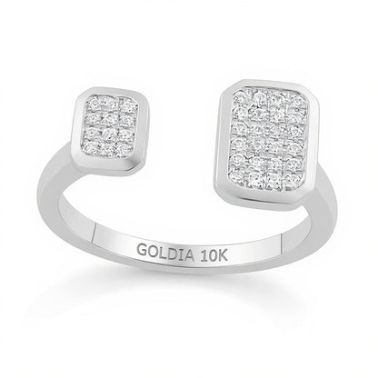 0.17 CT. TW Octagon Multi-Diamond Open Shank Ring in 10K White Gold