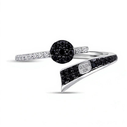 0.33 CT. TW Black and White Diamond Bypass Open Ring in 10K White Gold