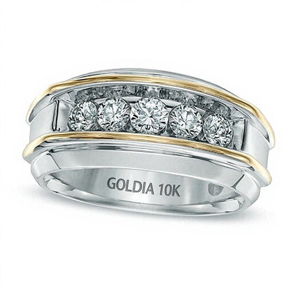 1.0 CT. TW Diamond Five Stone Band in 10K Two-Tone Gold