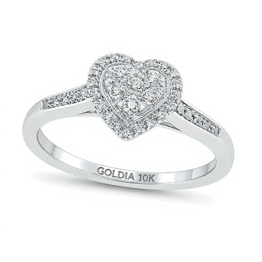 0.2 CT. TW Composite Diamond Heart-Shape Frame Promise Ring in 10K White Gold