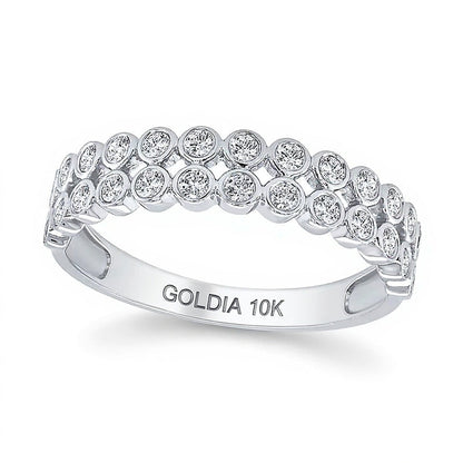 0.33 CT. TW Diamond Bezel Double Row Ring in 10K White Gold