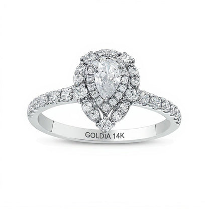 0.75 CT. TW Pear-Shaped Diamond Double Frame Engagement Ring in 14K White Gold