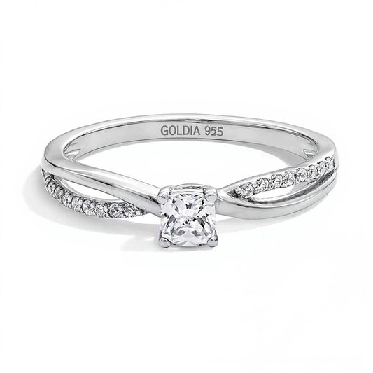 0.25 CT. TW Cushion-Cut Lab-Grown Diamond Crossover Shank Promise Ring in Sterling Silver (F/SI2)