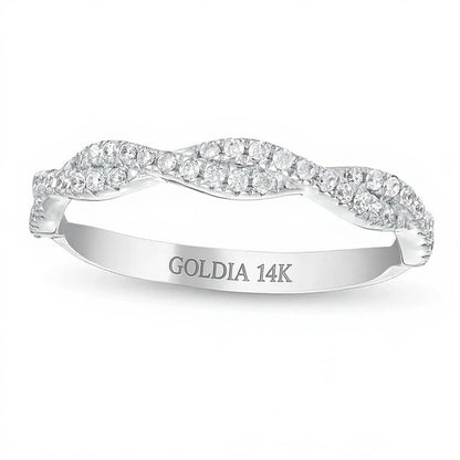 0.25 CT. TW Diamond Twist Stackable Band in 14K White Gold
