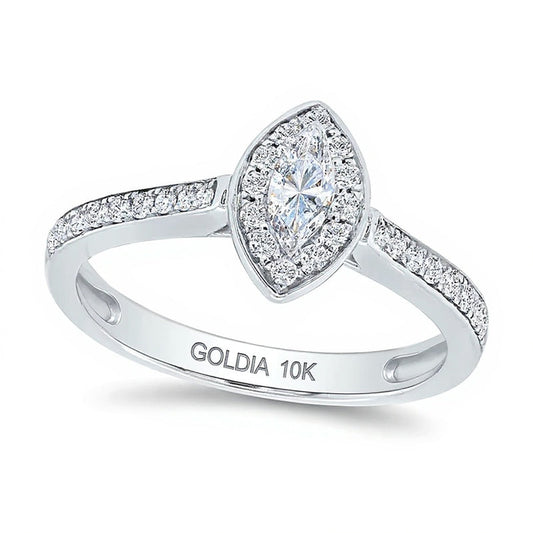 0.25 CT. TW Marquise-Cut Diamond Frame Promise Ring in 10K White Gold