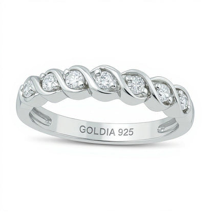 0.13 CT. TW Diamond Seven Stone "S" Anniversary Band in Sterling Silver