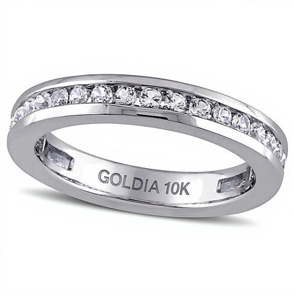 Lab-Created White Sapphire Channel-Set Eternity Band in 10K White Gold
