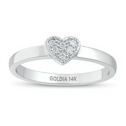 0.05 CT. TW Composite Diamond Heart-Shaped Promise Ring in 14K White Gold