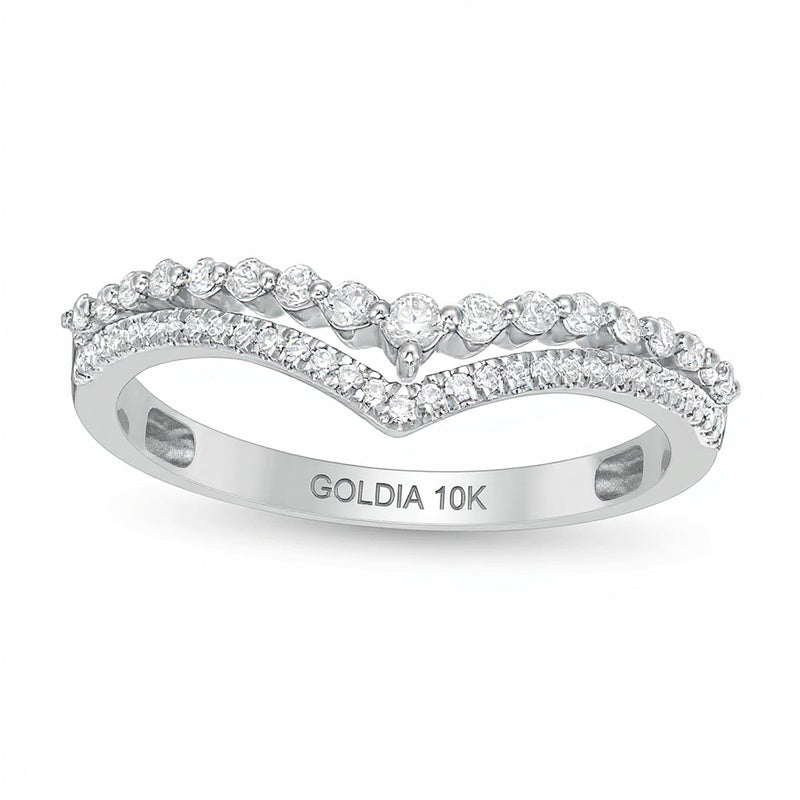 0.25 CT. TW Diamond Double Chevron Anniversary Band in 10K White Gold