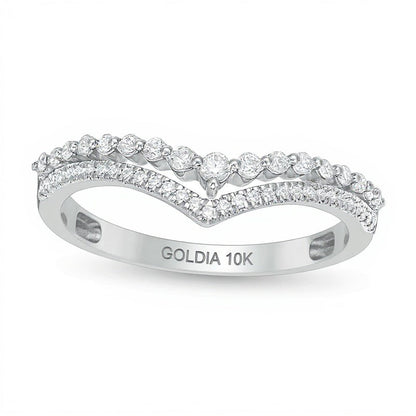 0.25 CT. TW Diamond Double Chevron Anniversary Band in 10K White Gold