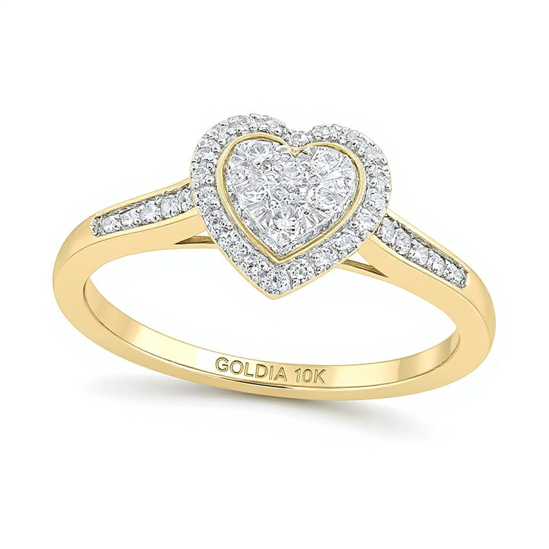 0.2 CT. TW Multi-Diamond Heart-Shape Frame Promise Ring in 10K Gold