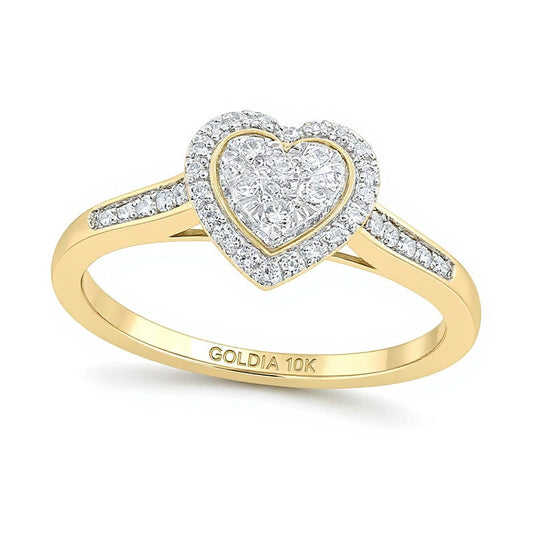 0.2 CT. TW Multi-Diamond Heart-Shape Frame Promise Ring in 10K Gold